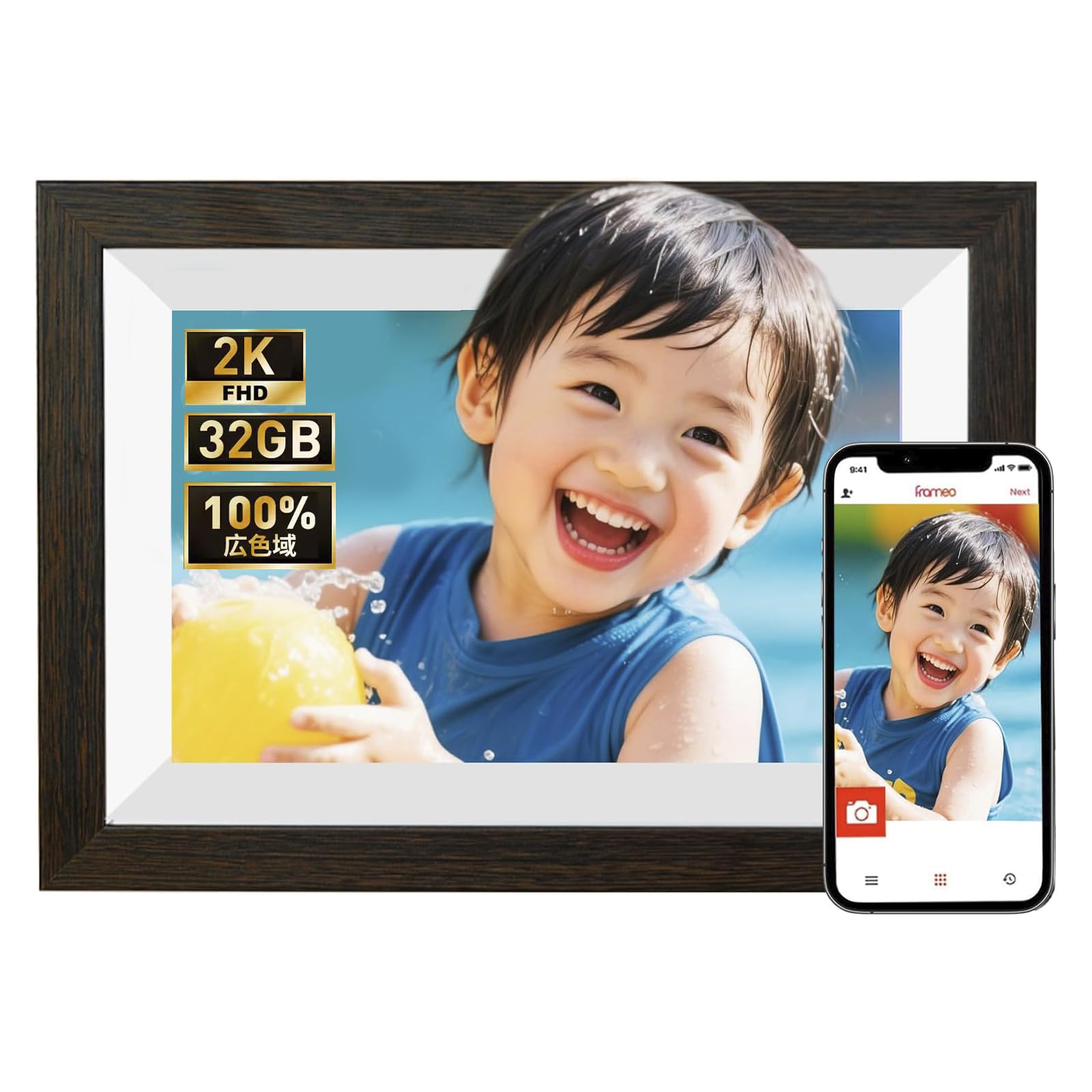 【2026新登場 FHD1920x1280 32GB大容量メモリ 】デジタルフォトフレーム Wi-Fi 遠隔送信 10.1インチ IPSタッチスクリーン デジタル写真立て MicroSDカード/USBケーブルで写真転送可能 操作簡単 写真動画をスマホから送る 人感センサー 時計 天気予報 無料アプリ「Frameo 」 360°自動回転 壁掛け可 母の日 父の日 敬老の日 誕生日 日本語取扱説明書