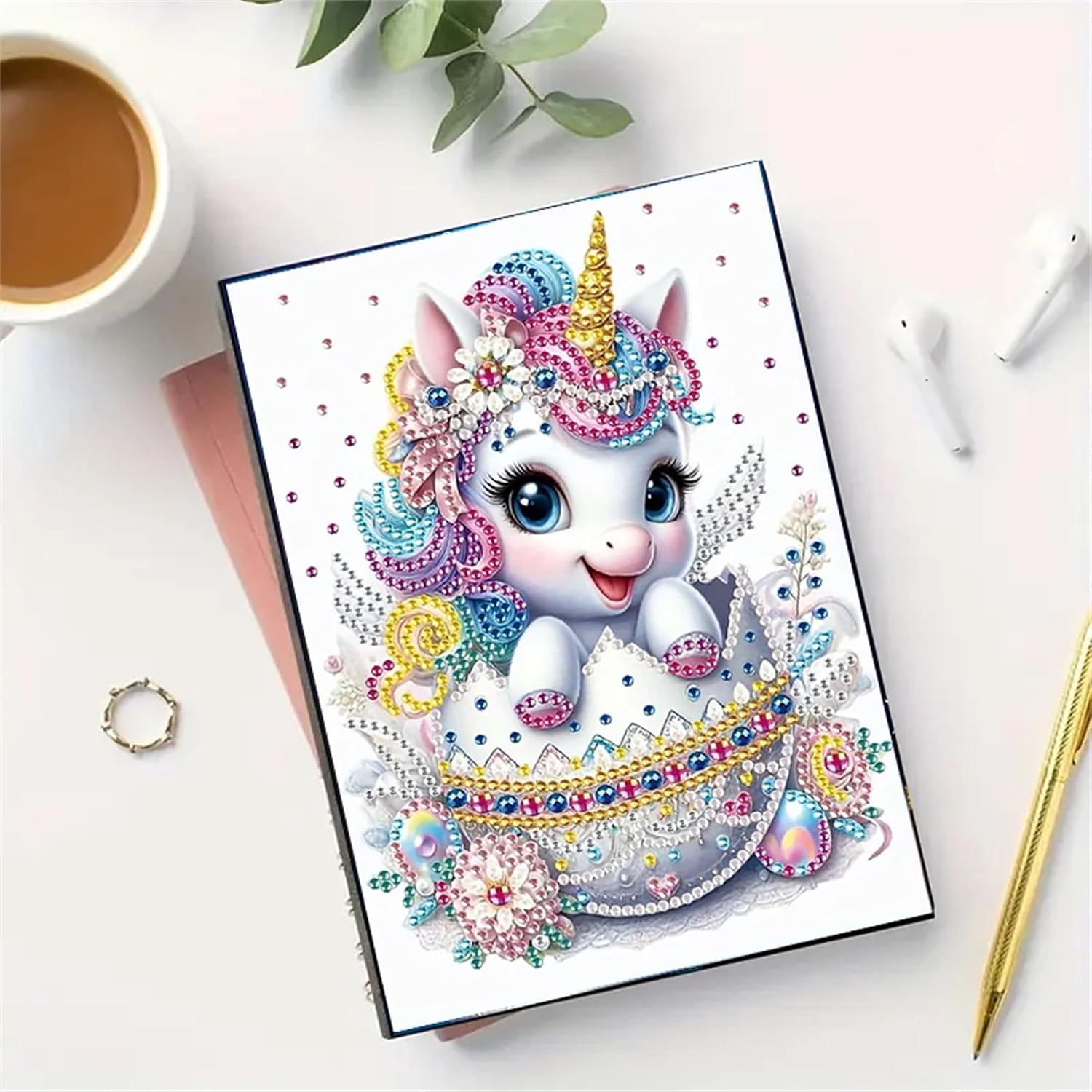 Formeydemi Diamond Painting Notebook for Adults, A5 Diamond Art Journal and DIY Sketchbook, Diamond Art Kit Supplies,Gift for Beginners, Craft Lovers, Artists. (Unicorn) image 2