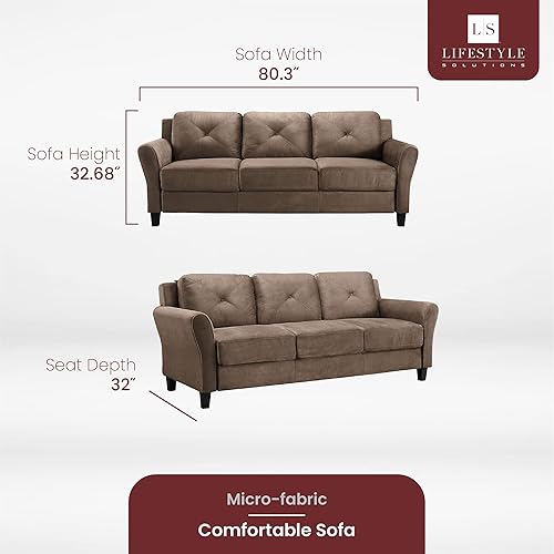 Miniatura 2 de LifeStyle Solutions - Sofá de microtela de la colección Grayson, de 80.3 x 32 x 32.68 pulgadas, color marrón Marrón,Negro -,Gris oscuro