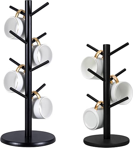 MyLifeUNIT Árbol del sostenedor de la taza, sostenedor de la taza de café negro, soporte de la suspensión de
