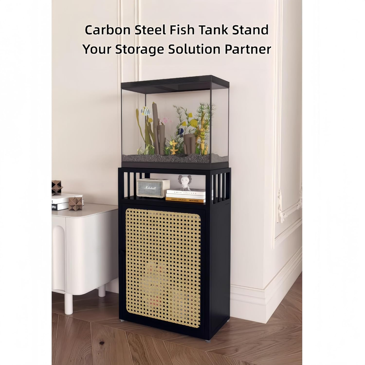 Carbon Steel Aquarium Stand, Aquarium Table, Superior Load Capacity, Spacious Countertop, No Assembly Required, Ideal For Home Use In Living Rooms(White,15.7x9.8in)