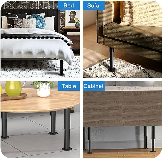 4 Pcs Bed Legs Adjustable, 7-12inch (18-31cm) Furniture Leg Table Legs