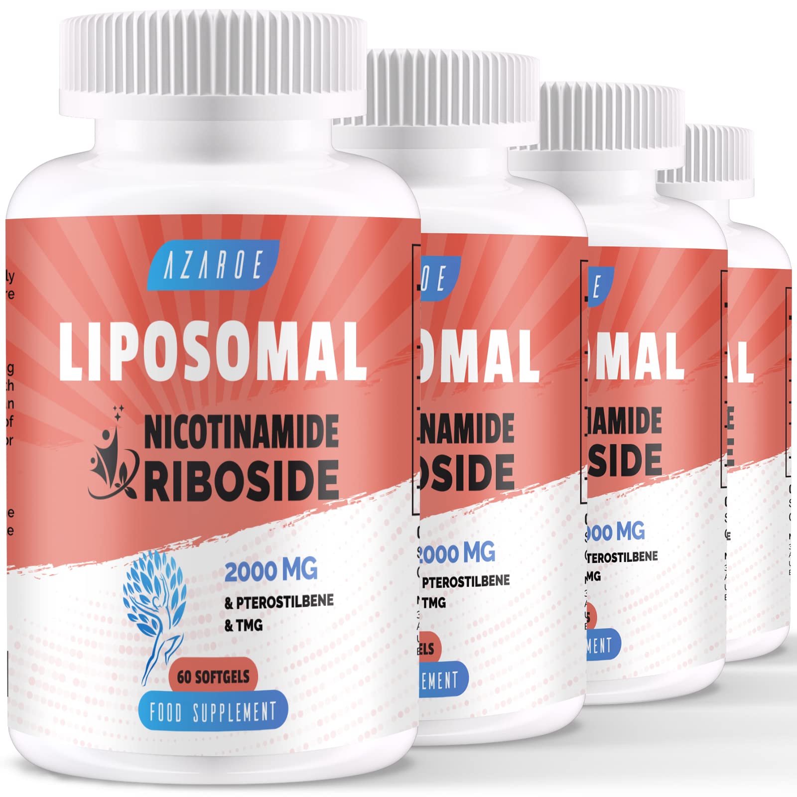 Liposomal Nicotinamida Ribósido 2000mg con TMG & Pterostilbeno | MáS Eficiente Que NMN, Potencia Nad+ (60 Unidad (Paquete de 4))