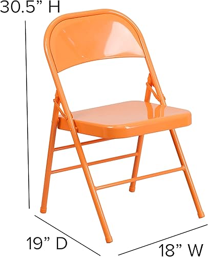 Miniatura 2 de Flash Furniture HERCULES COLORBURST Series - Silla plegable de metal con triple soporte y doble bisagra, color naranja
