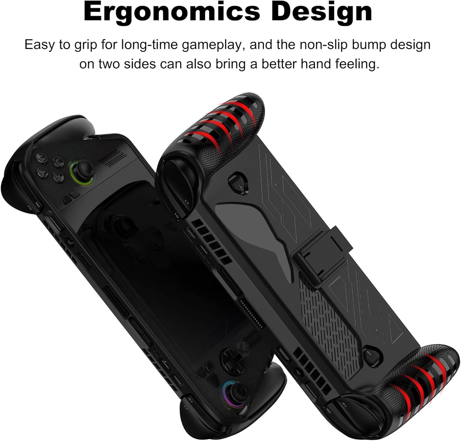 Protective Case for Rog Xbox Ally X/Rog Xbox Ally with Kickstand TPU Protector Case Cover with Stand for Rog Xbox Ally Game Handheld 2025 Accessories Shockproof Non-Slip Anti-Collision Black - Image 3