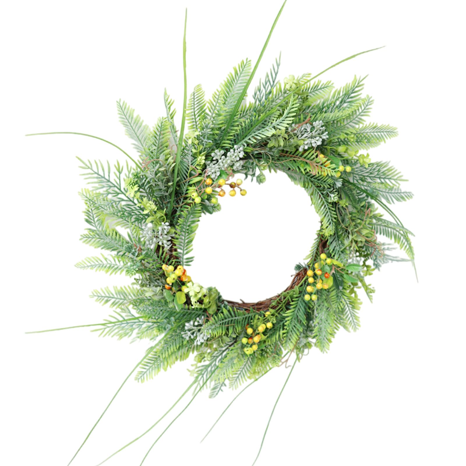 Kalttoy Decorative Artificial Berries Wreath Realistic Green Berries Wreath Elegant Flower Rings for Weddings and Parties Home Decors
