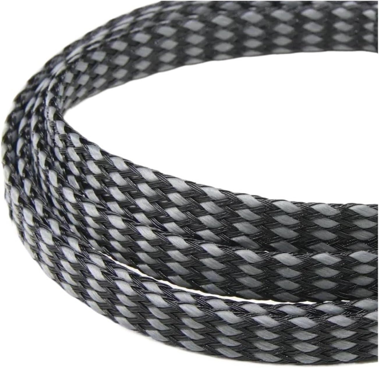 Braid Sleeve Soft Wire Insulated Wrap Cable Protection Harness Sleeving Sheath for Pets, Bite-Resistant Cable(Grey Black,04mm,10 Meters)