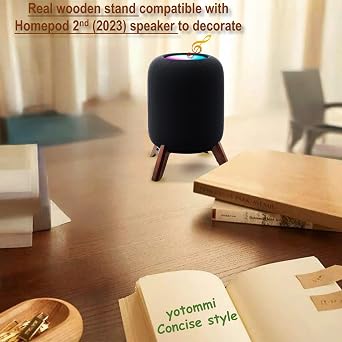 Real Wood Stand for Homepod 2nd gen (2023) speaker on desktop (walnut)