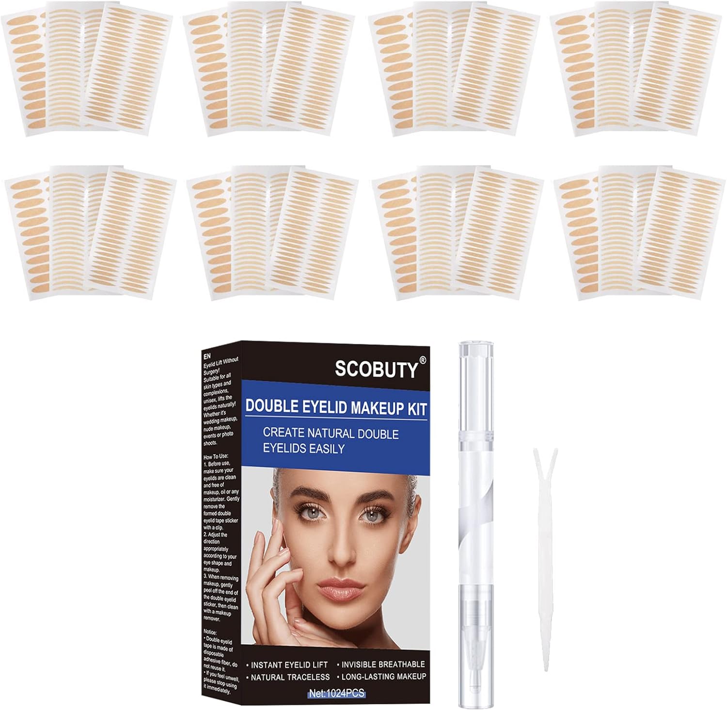 SCOBUTY Eyelid Tape, Lift Strips, Double, Droopy, Lifter Invisible