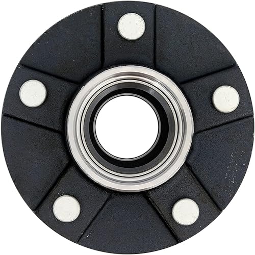 Miniatura 5 de Conjunto de cubo de remolque circular de 5 pernos en 5 pulgadas, apto para eje de 3,500 libras, con husillo cónico y rodamientos de 1-38 a 1-116