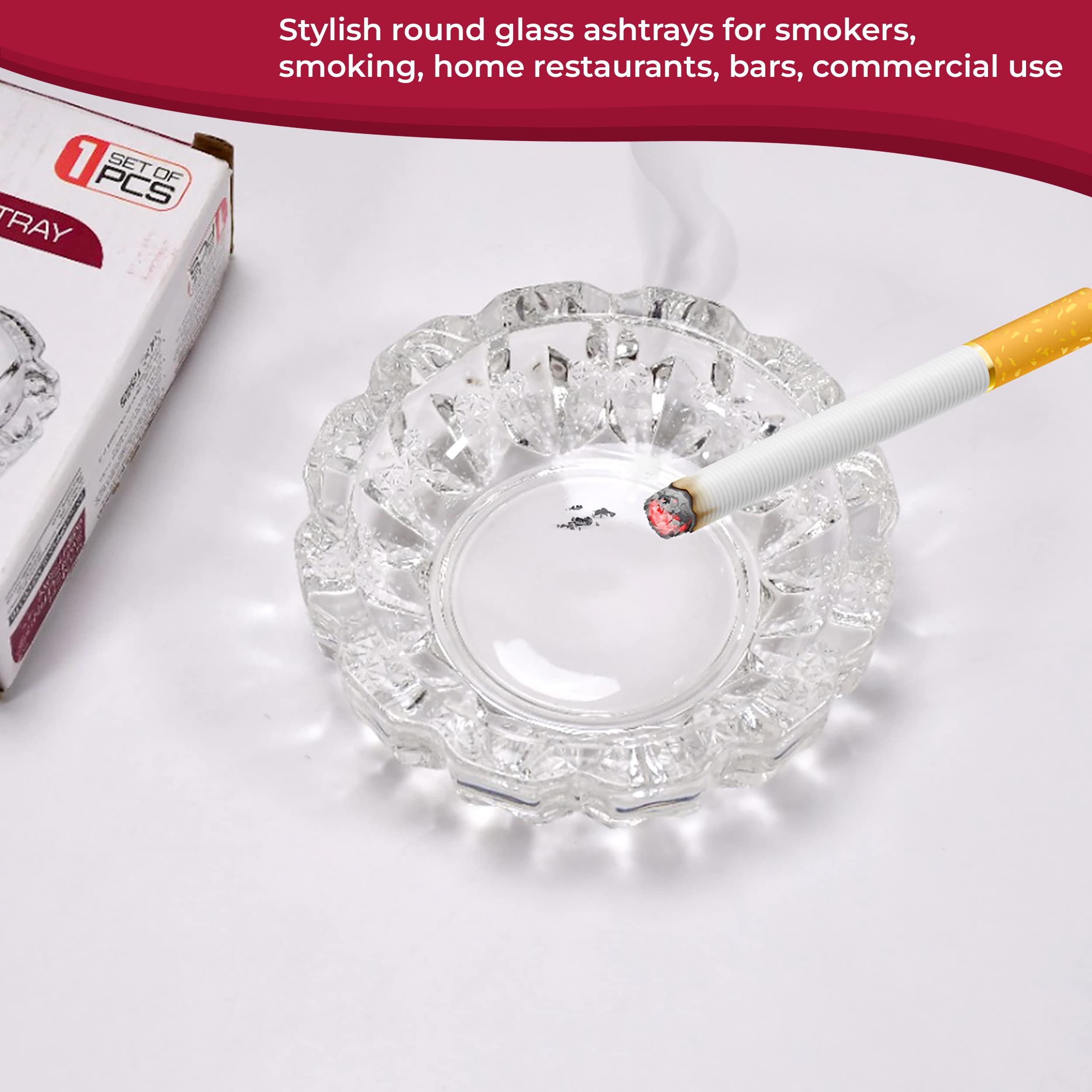 Elegant Glass Ashtrays - Modern & Stylish -2 Elegant Glass Ashtrays - Modern & Stylish -2