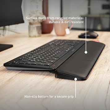 CHERRY PALMREST Ergo, Extra-Wide Ergonomic Wrist Rest, Compatible with Any Keyboard, Extendable Feet, 3 Different Tilt Angles, Comfortable, Non-Slip Bottom, Black