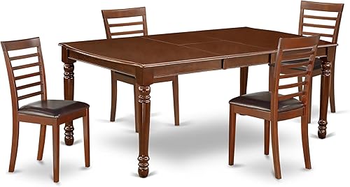 Miniatura 14 de East West Furniture DOML7-MAH-C - Juego de mesa y sillas de cocina de 7 piezas consta de una mesa de comedor rectangular con hojas de mariposa y 6