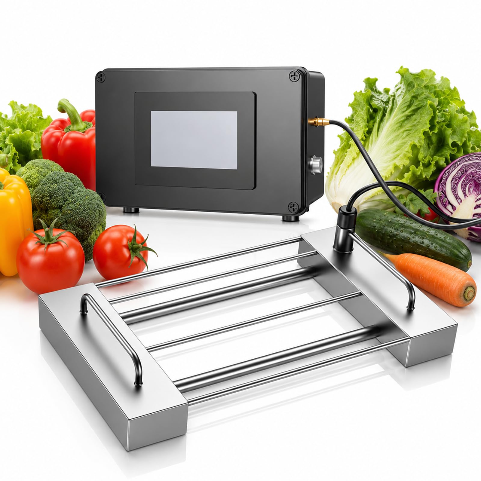 Pulitore A Ultrasuoni per Uso Domestico E Commerciale, Pulitore A Ultrasuoni per Frutta E Verdura, Intervallo di Tempo Regolabile da 1 A 99 Minuti, Controllo Tramite Touch Screen 10-20L