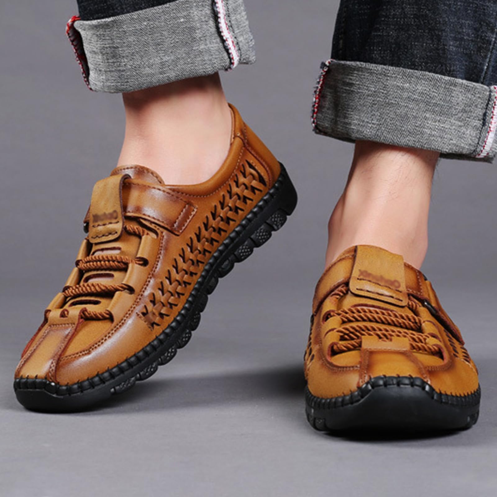 Sandali Estivi Uomo Cuoio Traspirante Antiscivolo Regolabile Casual Sandali Sportivi Scarpe da Passeggiata per Esterni Spiaggia Escursionismo