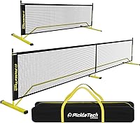 PICKLETECH 4.0 Slim 2-in-1 Portable Pickleball Net: USAPA 22FT Full & 11FT Half Court, Easy Setup, Non-Slip Base, Carrying Bag