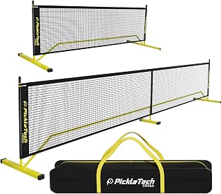PICKLETECH 4.0 Slim 2-in-1 Portable Pickleball Net: USAPA 22FT Full & 11FT Half Court, Easy Setup, Non-Slip Base, Carrying Bag