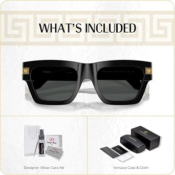 Versace VE4464 Rectangular Sunglasses for Men +BUNDLE with ACCESSORY EYEWEAR KIT