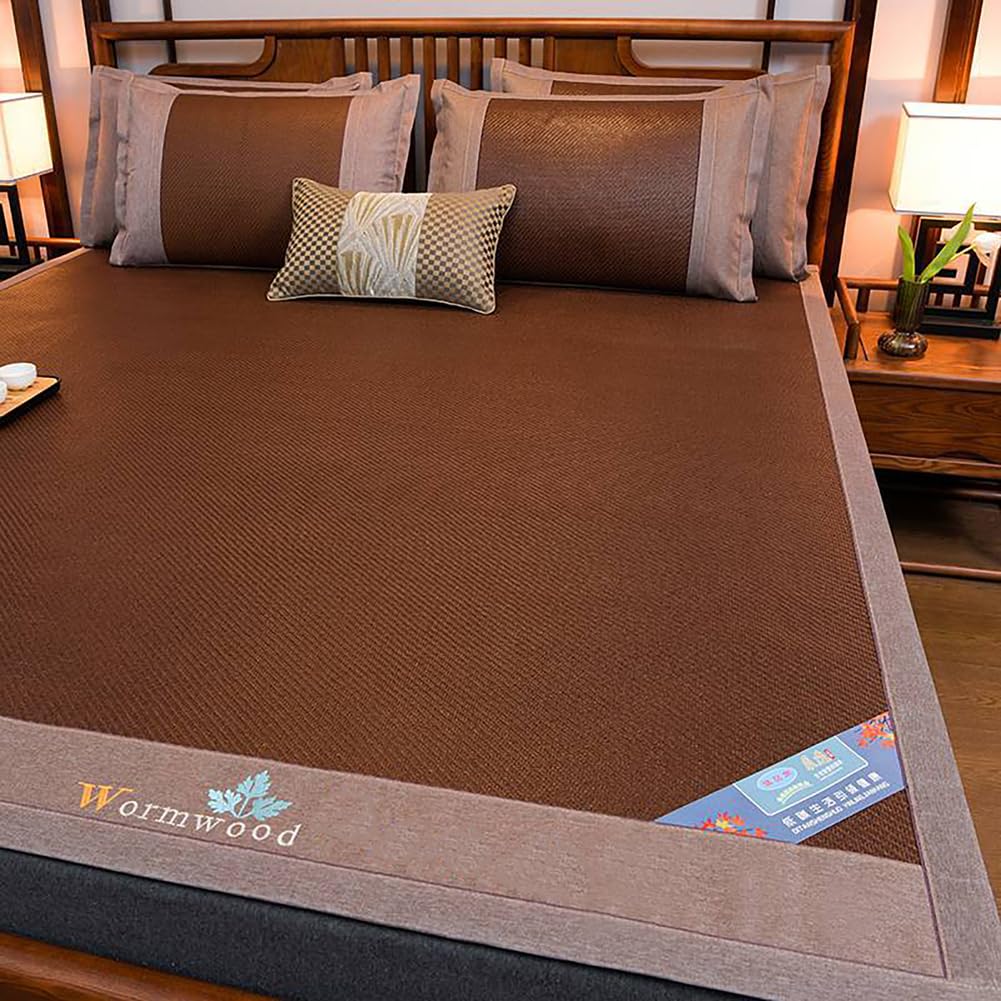 LOMNCHSG Bamboo Rattan Mat Bed, Cooling Bamboo Sleeping Mat Breathable Foldable Multiple Sizes(W,180 * 200CM)