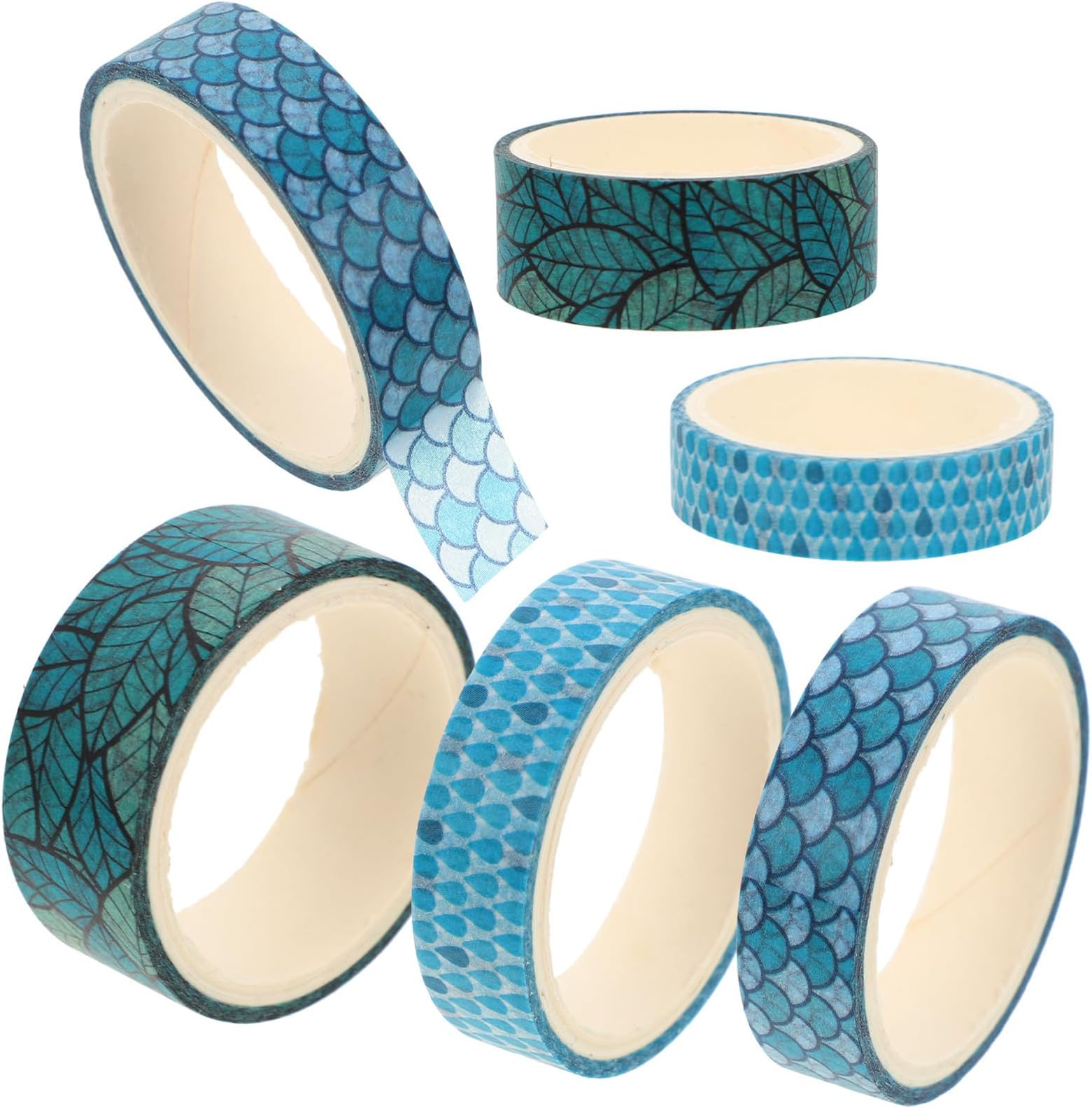 6 Rolls 3m Washi Tape Set Green Decorative Paper Tape for DIY Crafts, Scrapbooking, Handbook Decors, and Wrapping, Creative Adhesive Stationery for Art Projects