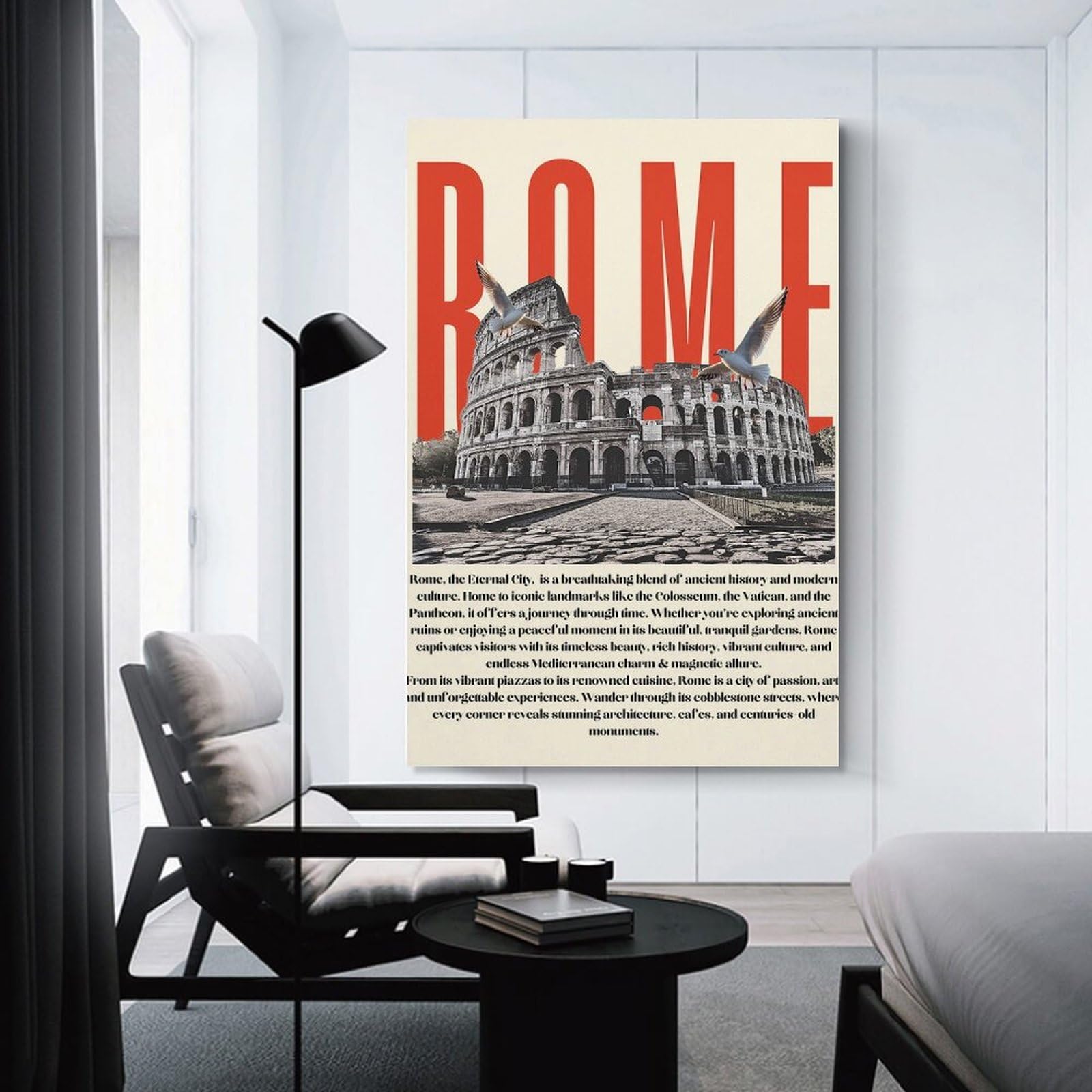 Junmoney Unframe-Style-12-1 Rome Travel (5) Hanging Wall Art 24X36inch(60X90cm), For Small Homes, Bedrooms Or Open Spaces, An Easy Choice For New Home Styling