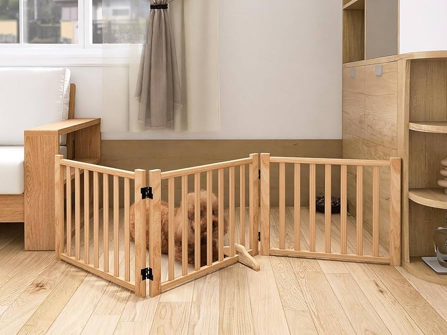 Amazon.co.jp: 木製犬用ゲートペットフェンス、折り式バリア