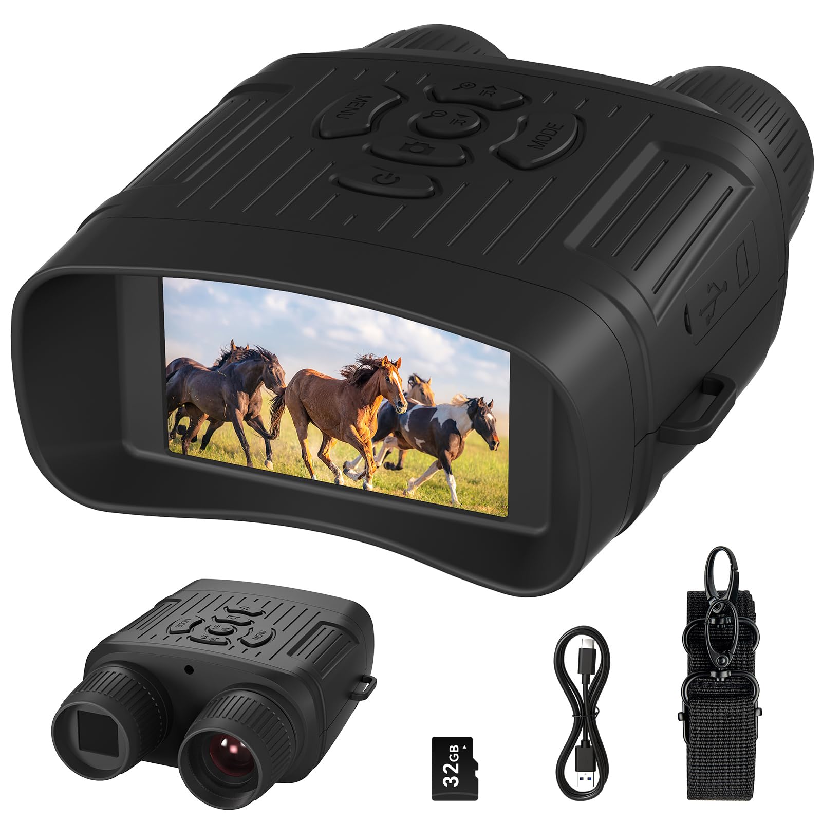 Binocolo Visione Notturna,4K HD 36MP Visore Notturno Digitale Infrarossi con 3.0" TFT HD LCD, 2000mAh Ricaricabile, Zoom Digitale 5X, Per Caccia, Birdwatching, Campeggio, con Scheda 32GB
