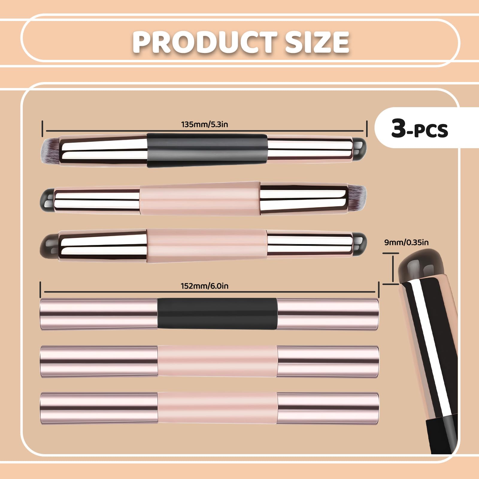 3 Pieces Reusable Dual Ended Silicone Lip Brush with Cover, 2-in-1 Lip Mask Applicator with Concealer Makeup Brushes, Double Headed Balm Applicator Beauty Tool for Gloss Lipstick