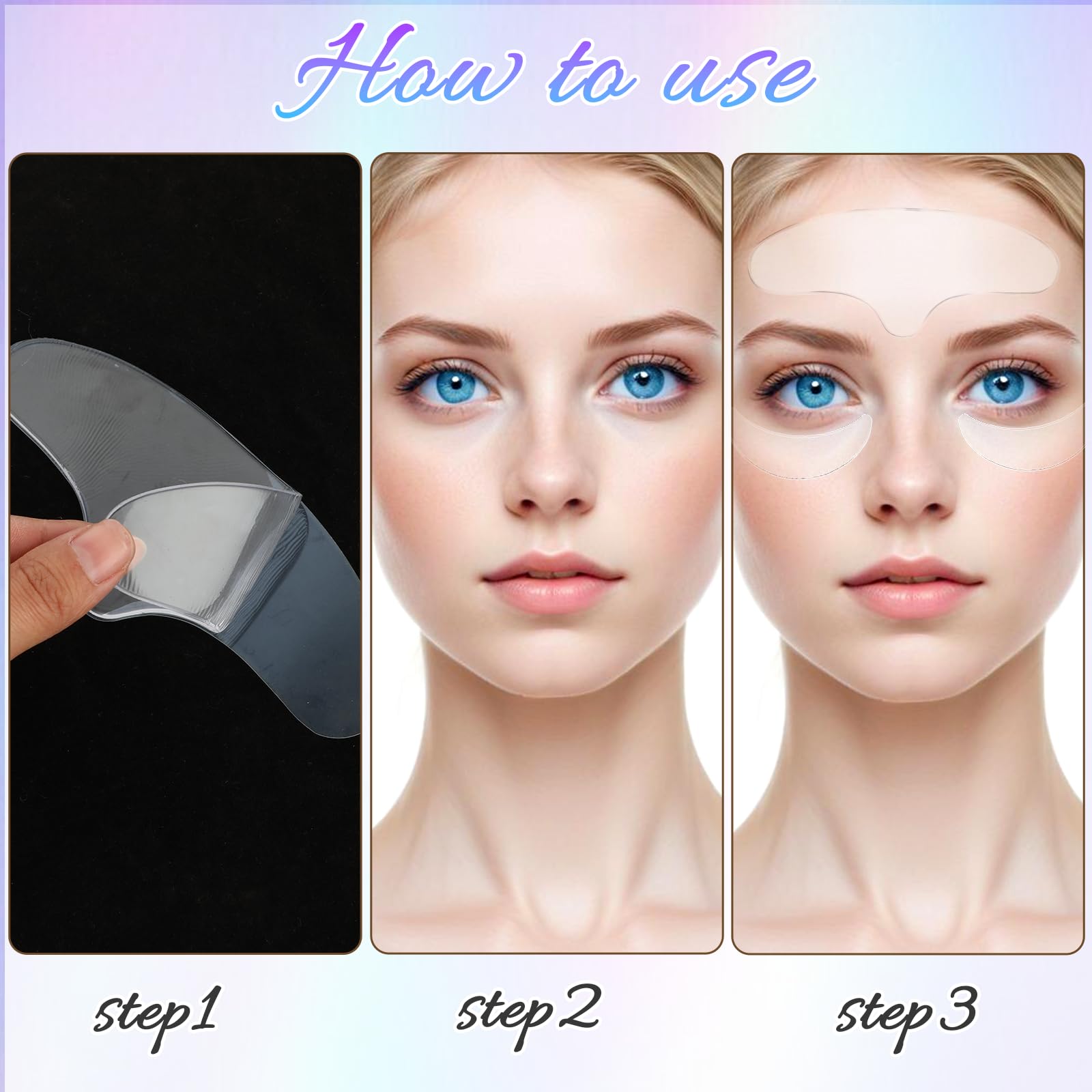 Dimeho 11 toppe antirughe per collo, riutilizzabili, in silicone, maschera antirughe sulla fronte, senza adesivo, per rughe e linee della pelle durante la notte, applicatore crema per occhi durante il
