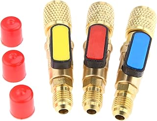 R410a HVAC A/C Refrigerant Ball Valve Adapter 1/4" 5/16" Fit for R134a R22 R12 R410a Charging Hoses Air Condition Refrigerant Tools