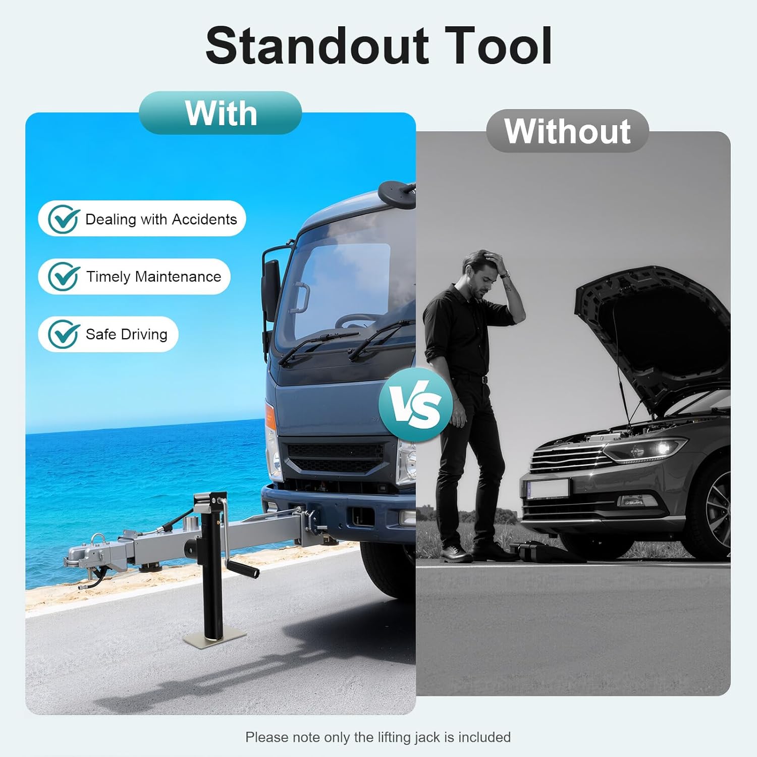 Heavy Duty Trailer Jack, 1000lbs Lifting Capacity, 10" Lift Height, Tongue Jack with Ergonomic Handle & Stable Base, Manual Trailer Lift Jack for Utility Boat Trailers, Black