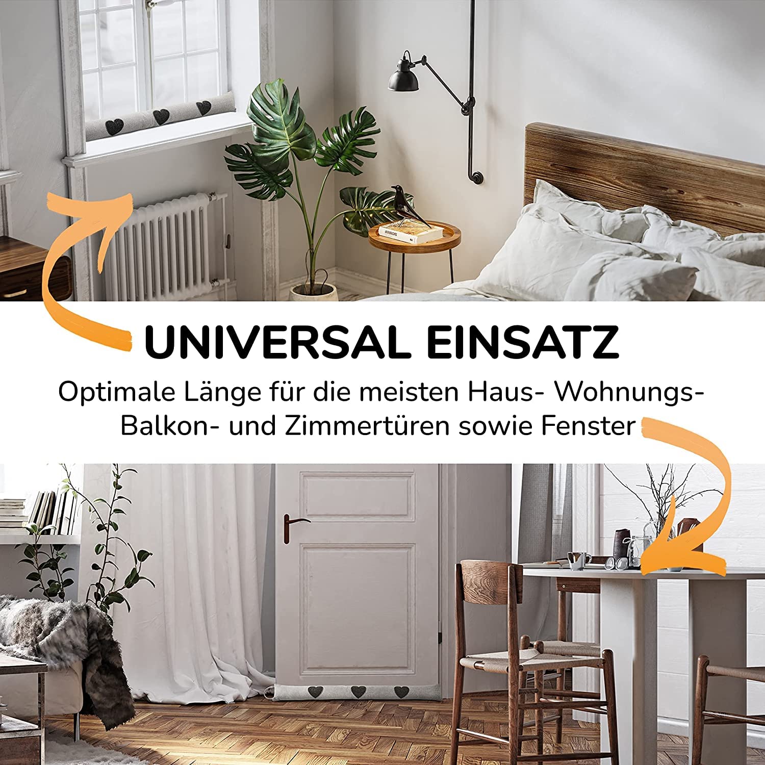 Lyvanas Zugluftstopper für Türen TESTSIEGER* Modell 2026-90cm Windstopper Tür extra dicht & langlebig zum Energie sparen - Schonender universal Zugluftstopper Fenster & Tür
