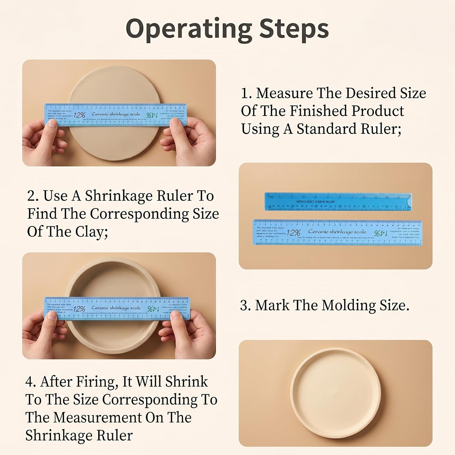 2 Pcs Ceramic Shrink Ruler Pottery Clay Measuring Ruler with Standard Scale Flexible Plastic Pottery Tool Supplies for Carving Shaping Clay Sculpture Modeling