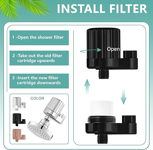 Miniatura 4 de Filtro de repuesto de agua para cabezal de ducha, compatible con cartucho de cabezal de ducha Kitsch, para agua dura, elimina el cloro y las