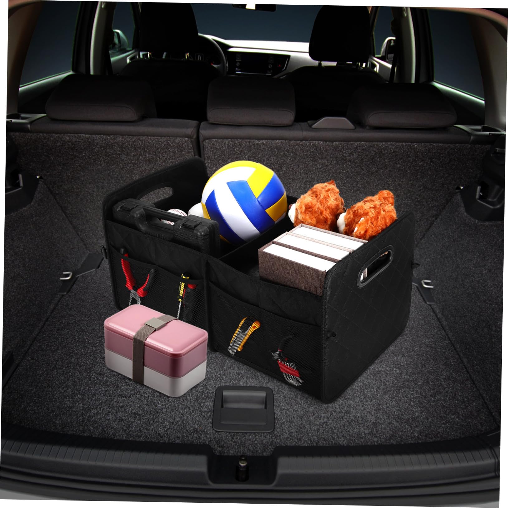 Abaodam Caja De Almacenamiento Maletero Para Coche y Suv Organizador De Maletero Organizador De Comestibles Para Viajes y Organización De Coche