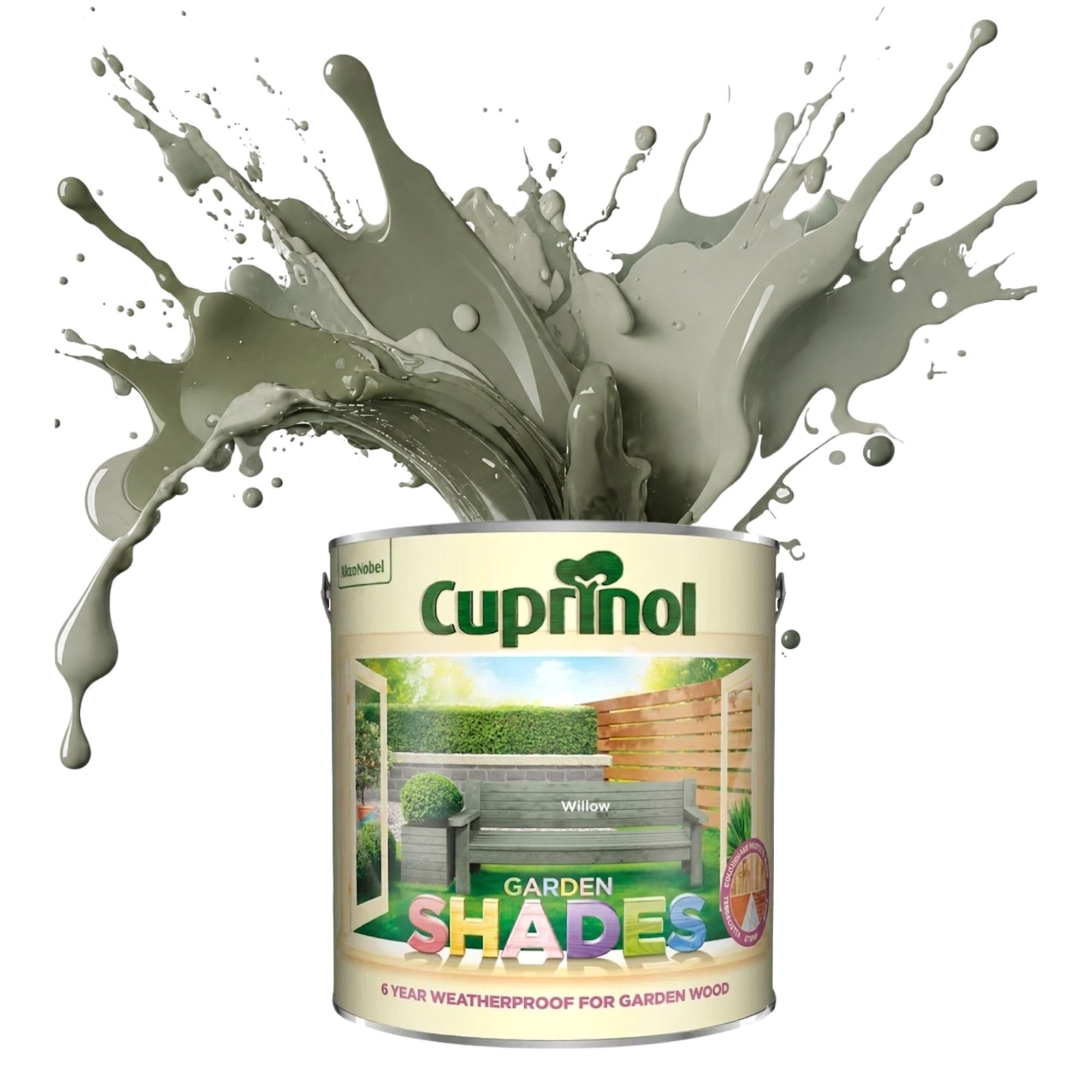 ARUUJ Garden Shades Willow, 1 Liter Fence Paint, Outdoor Wood Paint for Sheds, Gardens Furniture, Trellis Fence & Exterior Wood, Water Based Matt Finish, Weather Resistant