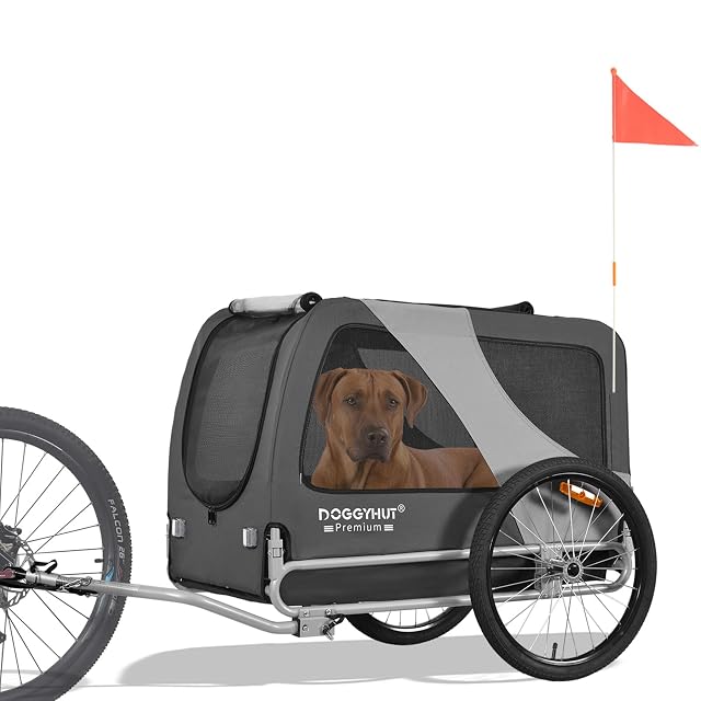 DOGGYHUT 80103 Premium XL Remolque de bicicleta para perros de hasta 45 kg para perros y perros grandes