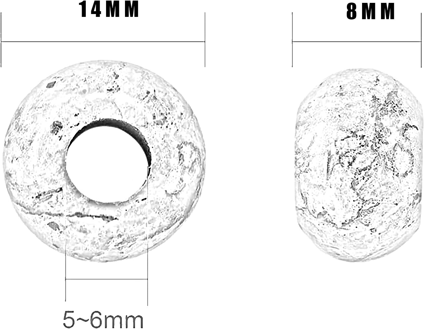 Natural Stone Beads Large Hole (5-6mm) Polished Rondelle European Gemstone Beads for Charm Bracelets Jewelry Making 8X14mm(Pack of 50,Mix)