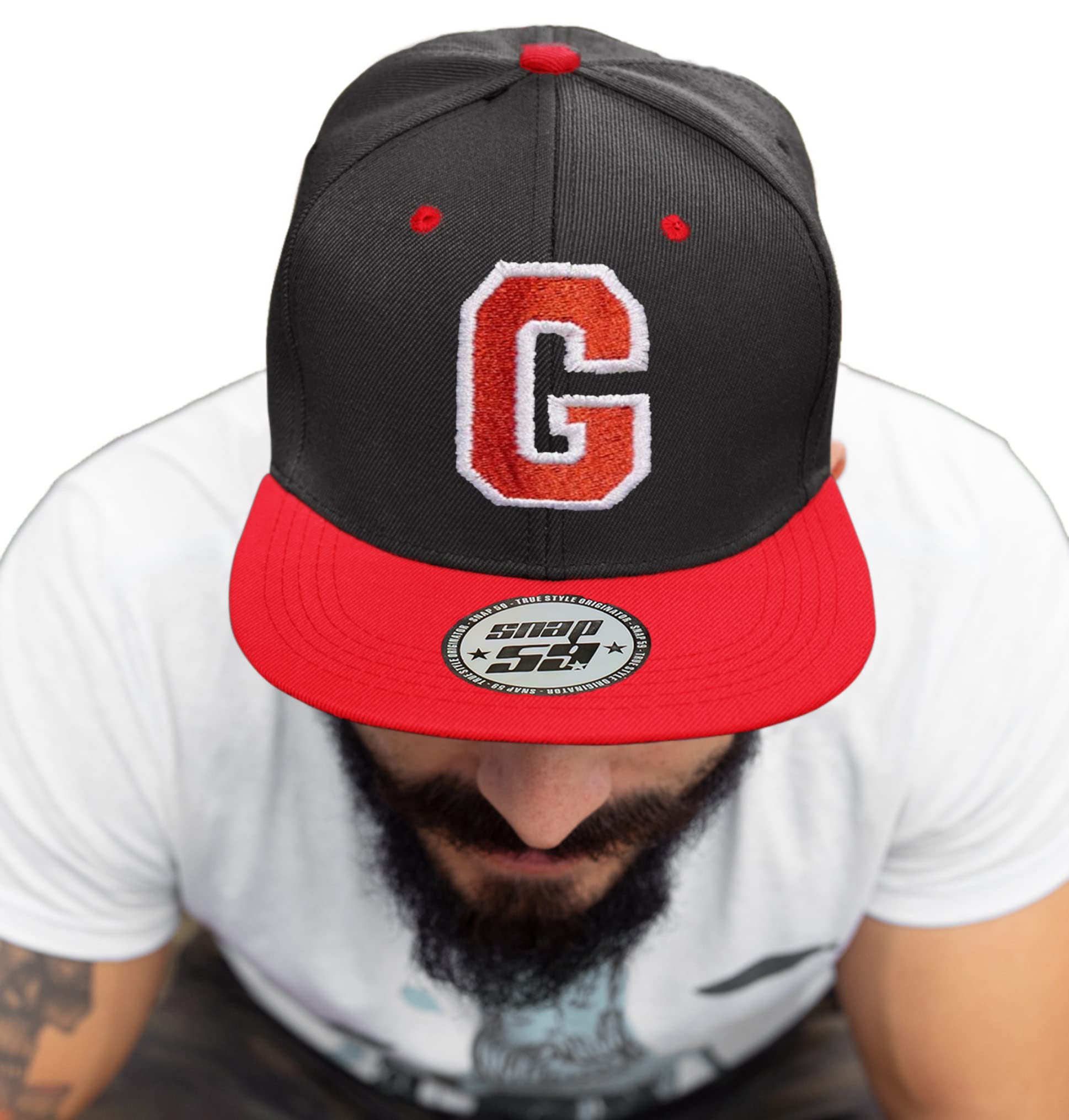 4Sold 1976 Men's G 4Sold Abc Letter Snapback Cap In Red Black/White With Letters A To Z (G)