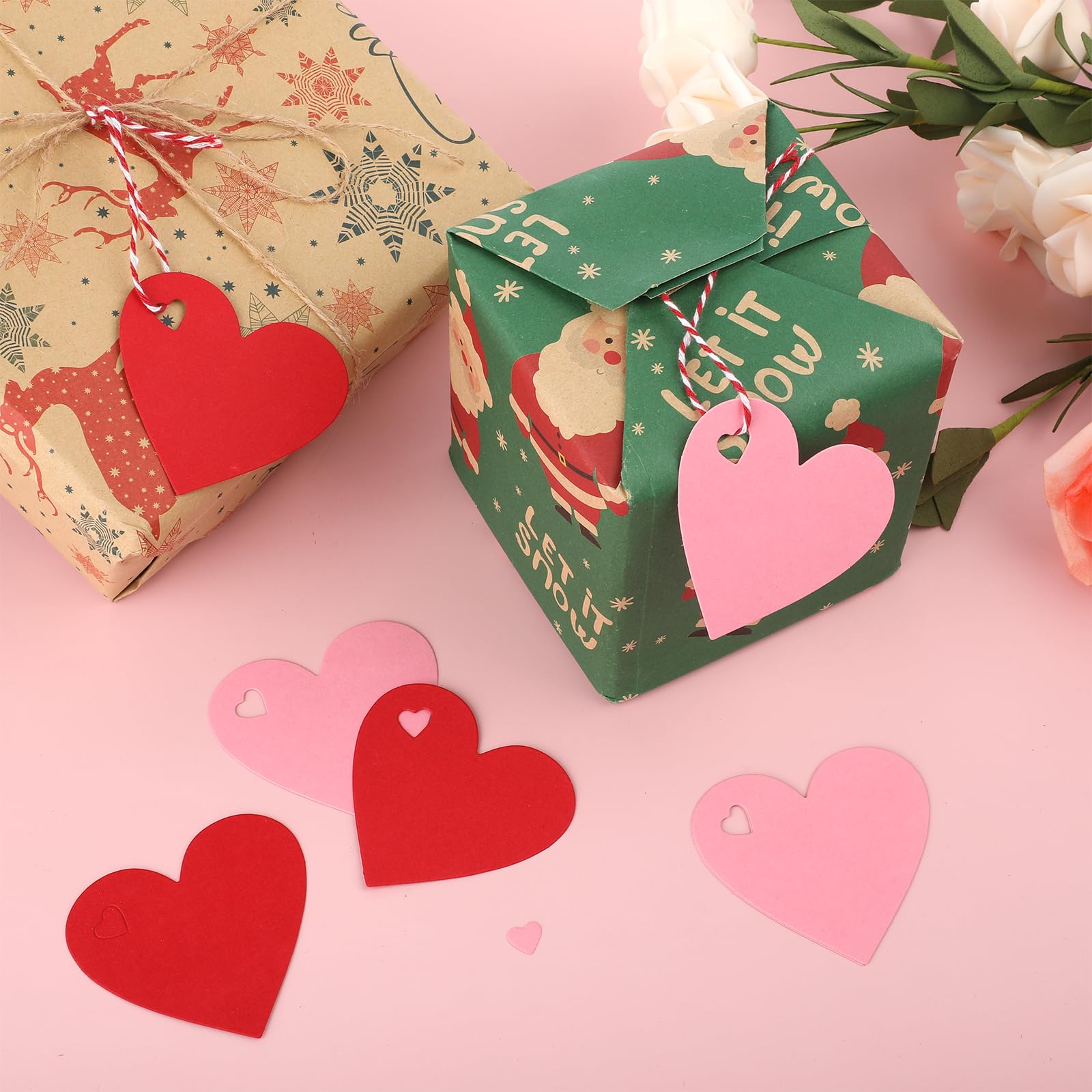 MECCANIXITY 100Pcs Kraft Paper RRF12 Gift Tags With String, 2