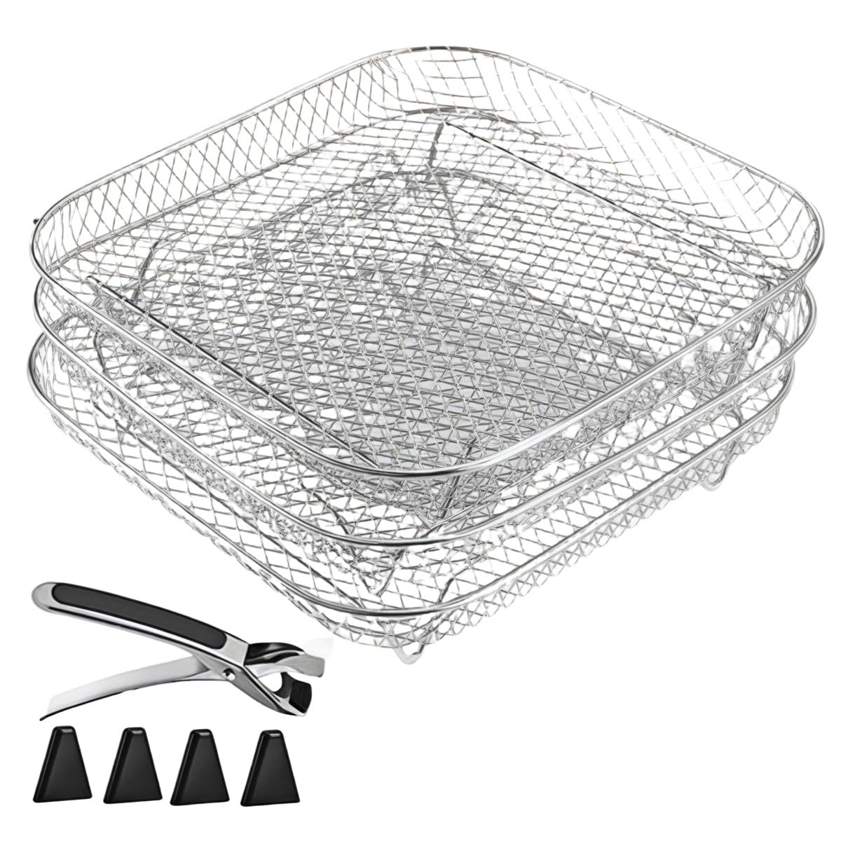 Panier vapeur inox 304 empilable lot de 3 pour four et lave-vaisselle