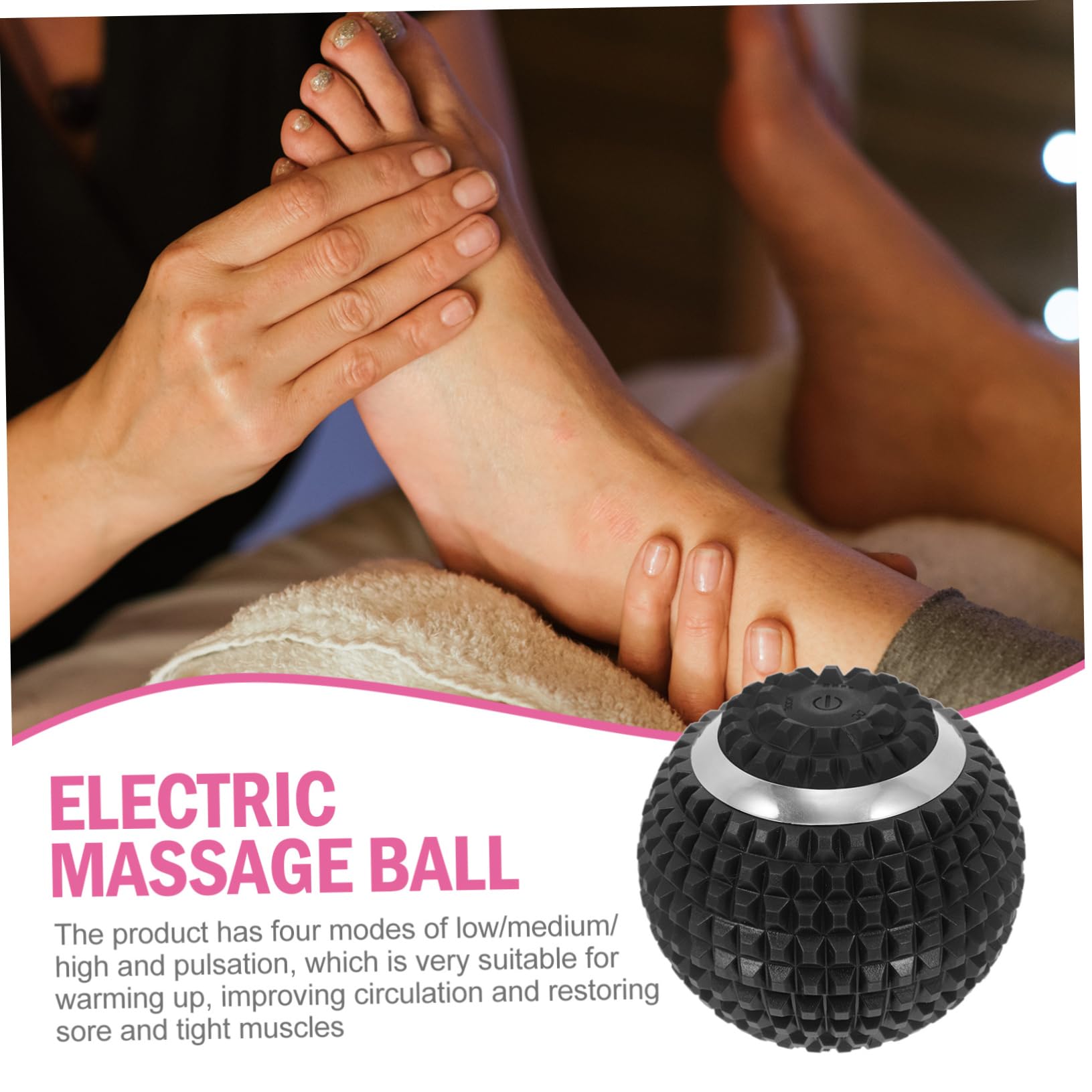 Pelota De Masaje De Pies Eléctrica Para Relajación Muscular Masajeador De Pies Función De Relajación Para Uso Casa o Gimnasio Negro