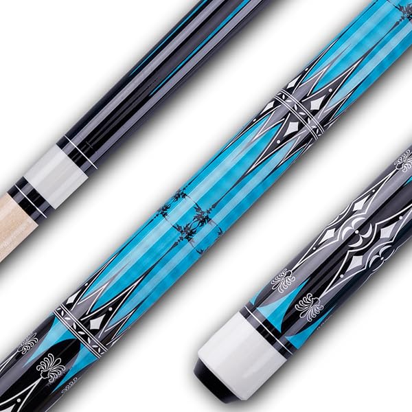 Sinsilvie Set de 2 Queue de Billard,13mm 58 Pouces 19 20 oz Canne Billard, 1/2 Maple Queue Sticks Pool Cue, Canne de Billard Pool de Bar pour Hommes et Femmes - 1