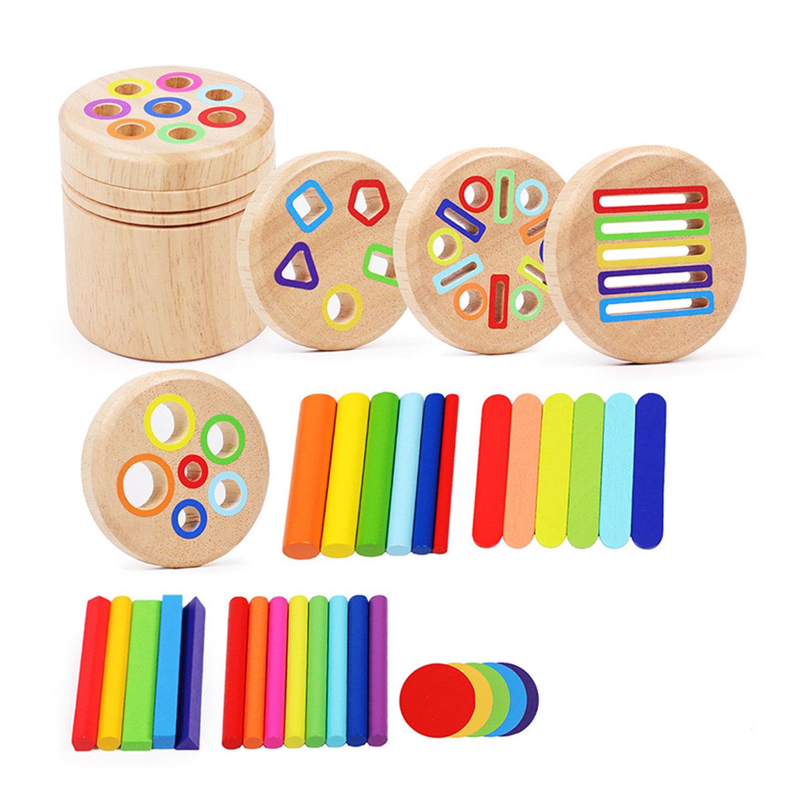 Sharplace Juego de Cilindros, Juguetes de Motricidad Fina para Clasificación de Colores para Niñas de 1, 2 Y 3 años, 5 in 1