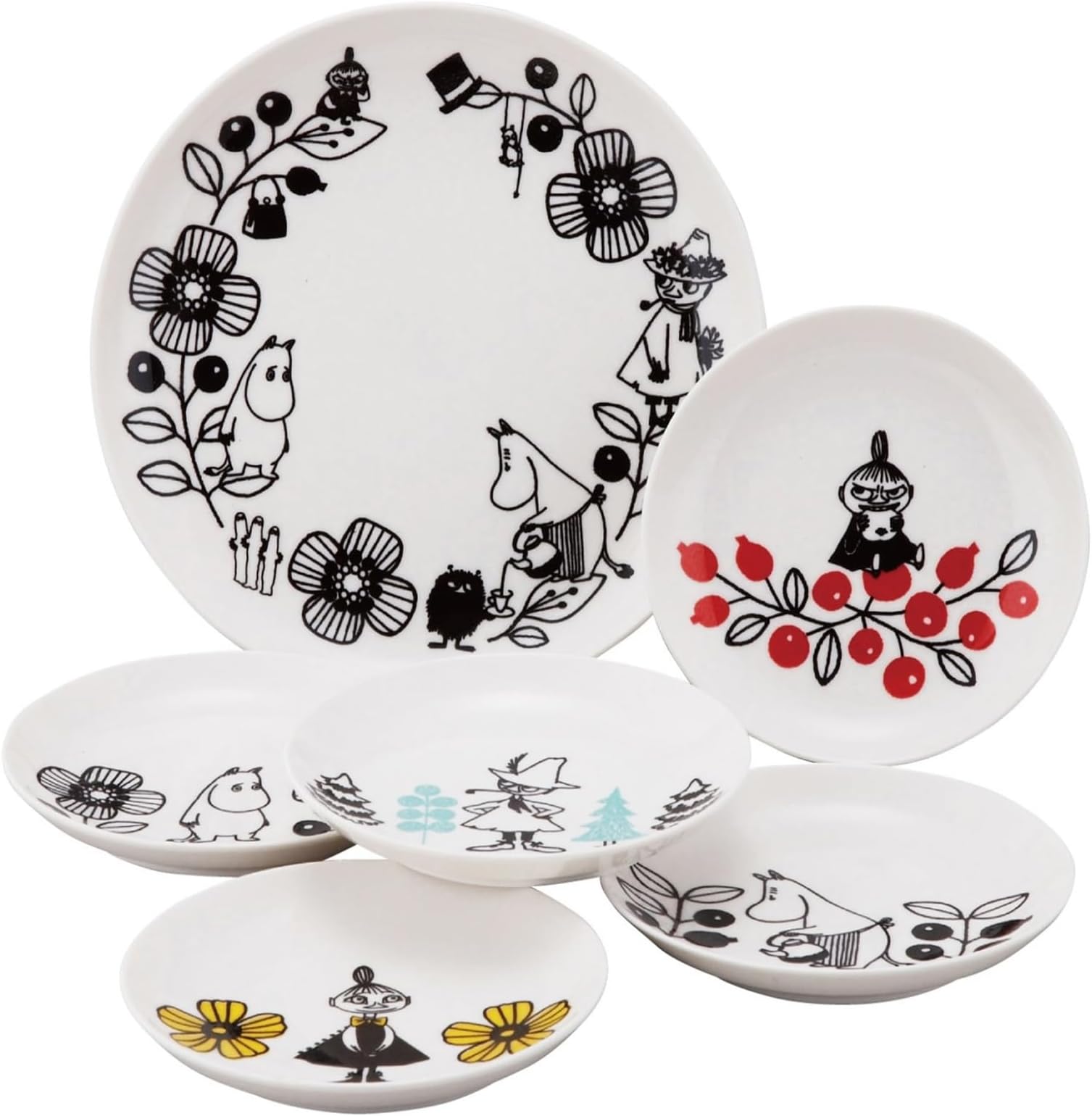 Yamaka Shoten Moomin MM1400-52 Moomin Valley Plate, 6-Piece Set, Microwave & Dishwasher Safe, Scandinavian Tableware, Mother's Day & Wedding Gift, Made in Japan