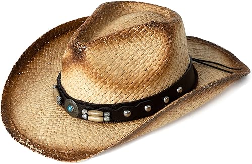 Comhats Sombreros de vaquero para mujer, estilo occidental, redondo, de paja, sombrero de playa, sombreros de vaquera, ala moldeable, caqui