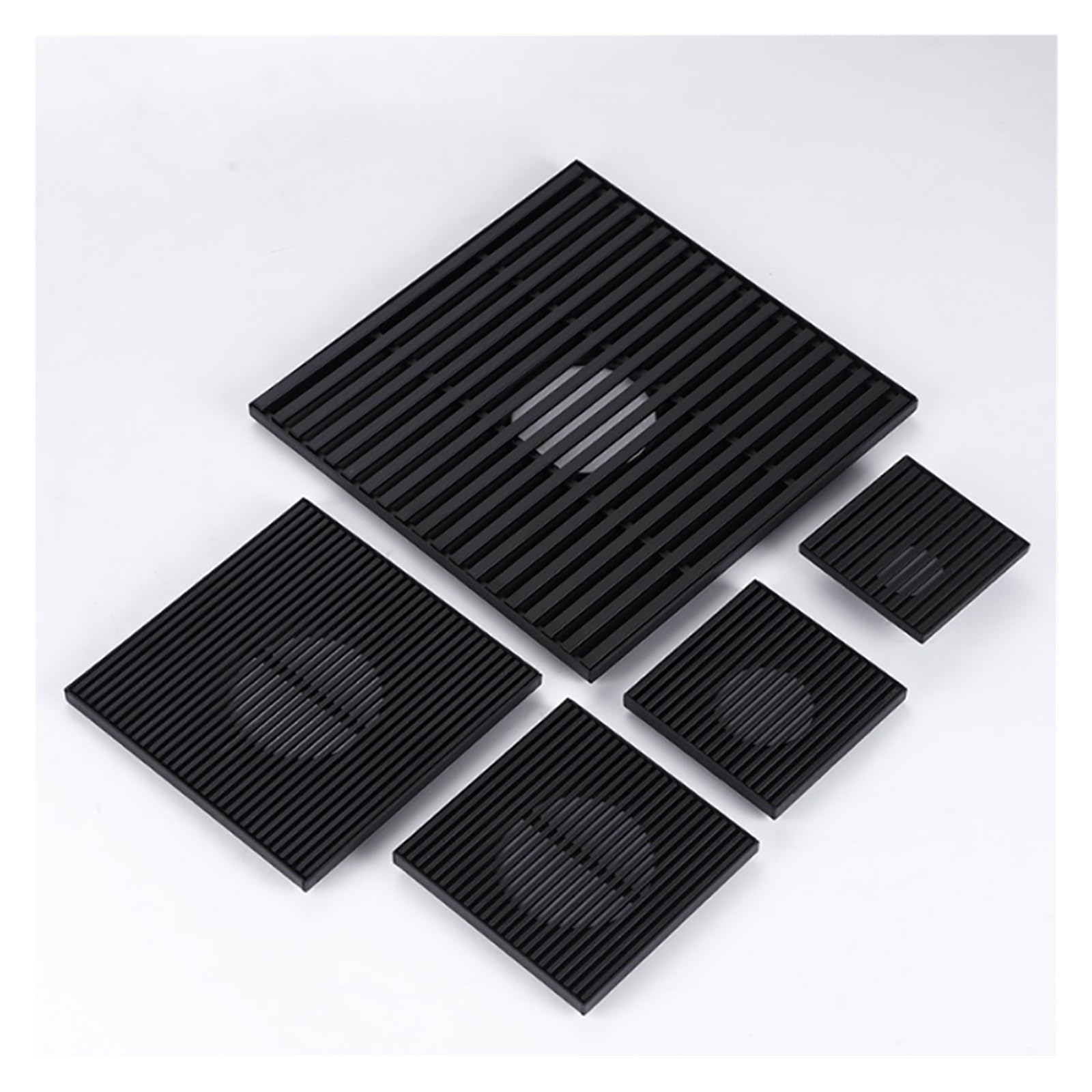 Gulley Grid Matt Black Floor Drain 304 Stainless Steel Brushed Square Anti-odor Bathroom Shower Drainage Drains Cover 10/12/15/20cm(Black 15cm)
