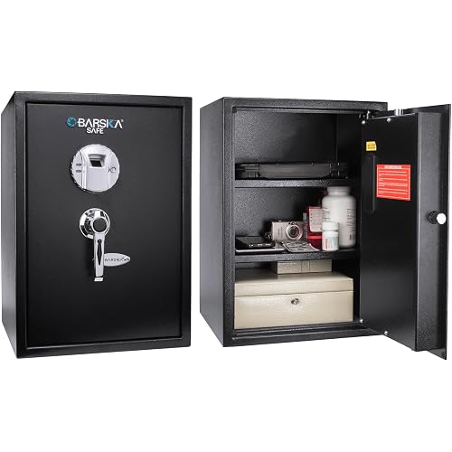 Barska Biometric Fingerprint Safe – Quick Access Security Safe with 2.5-Second Keyless Entry, Solid Steel Construction & Backup Key for Home, Office & Valuables Storage - biometric safe medium safe