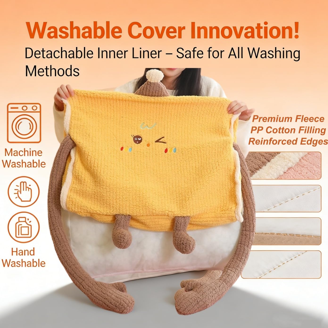 XHYRHTS Cuscino da lettura in peluche a forma di cartone animato e cuscino di supporto per la schiena lombare con rivestimento rimovibile - Cuscini per coccole per adulti per letto, sedia da ufficio e