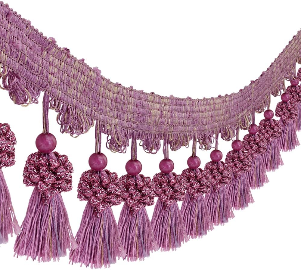 Ball Fringe Lampshades Trim Fringe Tassel Trimming Curtain Trim Sewing Fringe Trim for Upholstery Drapery 6 Yards (Purple)